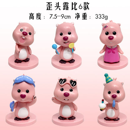 Tilt head Ruby 6 models little beaver figure blind box cute toy doll car cake ornament gacha claw machine