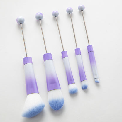 New 5 Pcs DIY Beaded Metal Handle Makeup Brush Set - Contour Concealer Eyeshadow Eyebrow Brush Wholesale