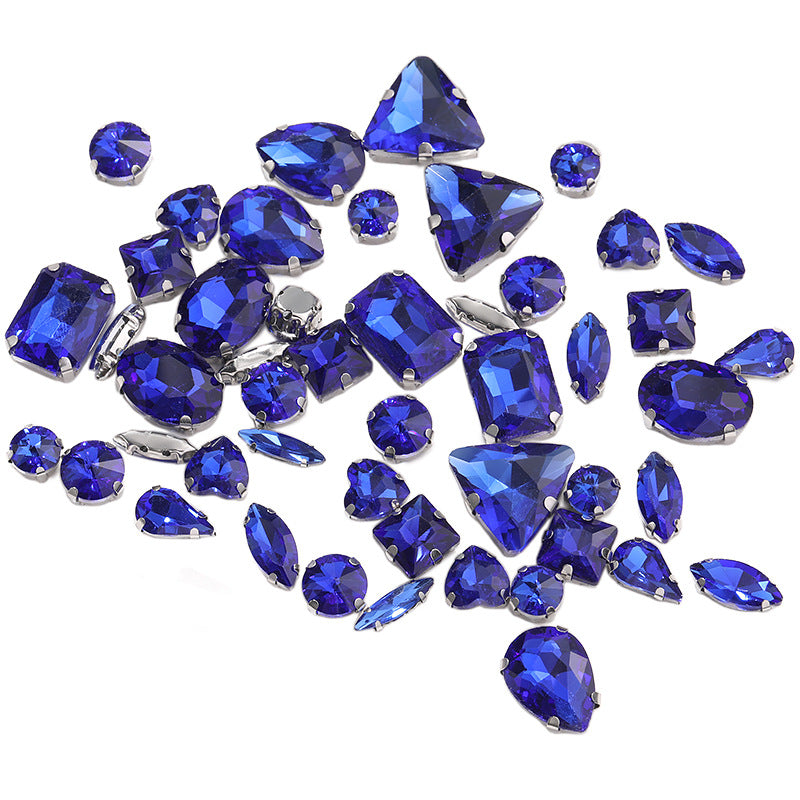 Mixed Four-Corner Claw Rhinestones - Silver Crystal Glass Hand-Sewn Wedding Dress Accessories 50pcs