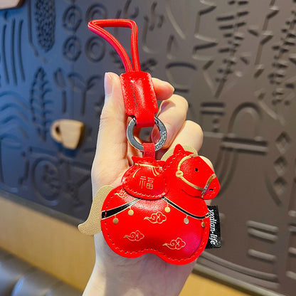 2026 Year of the Horse Money Leather Keychain Pendant Couple Car Keychain Bag Ornament New Year Gift