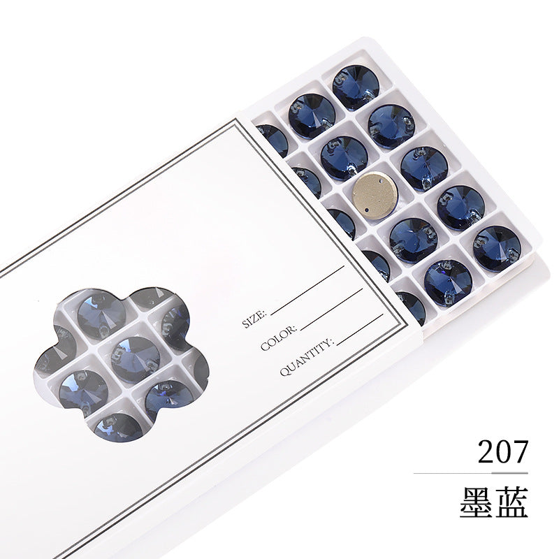 Flat Bottom Hand-Sewn Diamond K9 Satellite Round Flat Buckle Double Hole Punched Hand-Sewn Diamond Wedding Dress Apparel Accessories Super Flash Satellite