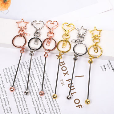 Creative DIY beaded keychain new color metal keychain electroplating gift bag hanging ornament spot wholesale