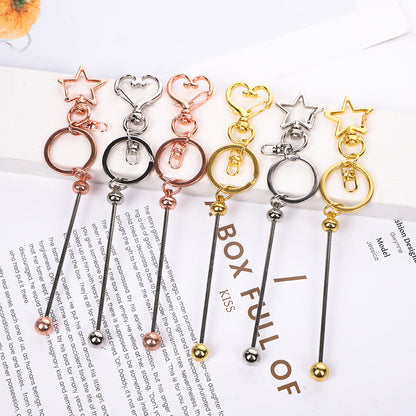 Creative DIY beaded keychain new color metal keychain electroplating gift bag hanging ornament spot wholesale