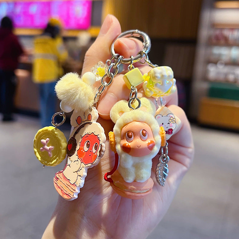 Handmade DIY star man cute grain beaded keychain pendant couple bag doll key chain small pendant