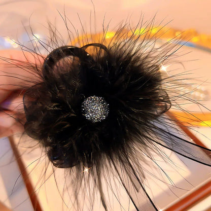 Rhinestone feather claw clip for women, high-end new small half-tie hair clip, small hair volume, back head updo hair clip, shark clip