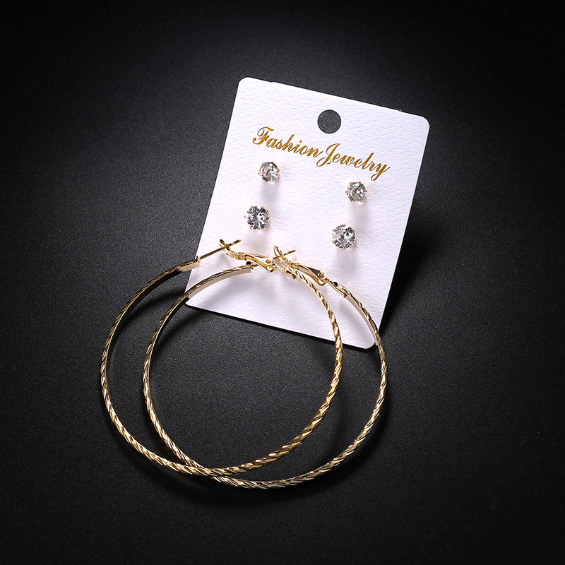 2-4-6-8-10cm oversized earrings exaggerated earrings european and american round rhinestone geometric hoop earrings for women cross-border