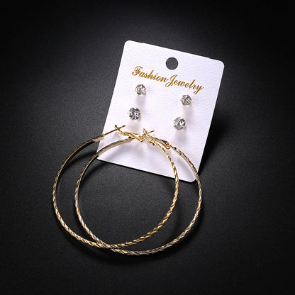 2-4-6-8-10cm oversized earrings exaggerated earrings european and american round rhinestone geometric hoop earrings for women cross-border