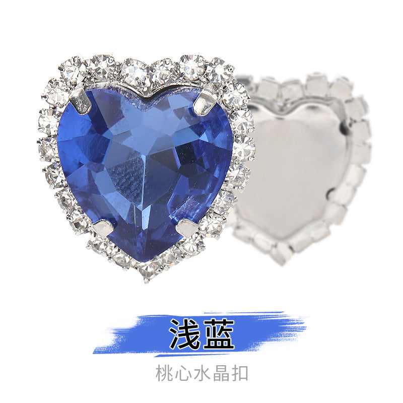 Heart-Shaped Crystal Claw Rhinestones - Hand-Sewn Hat Shoe Accessories Crystal Buckles