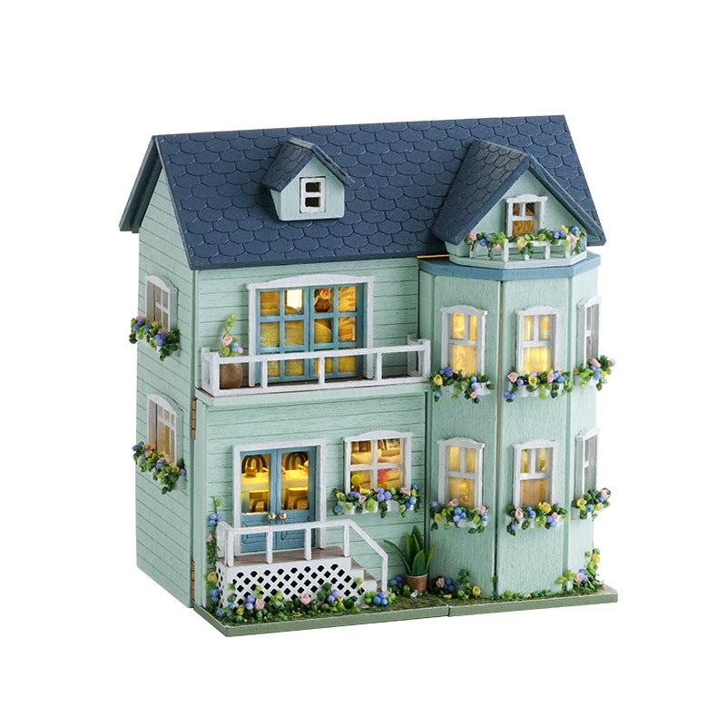 Wisdom House DIY Cottage Mini Home Series Wooden Handmade Can Be Opened and Closed Homemade Multi-level Gift Girls