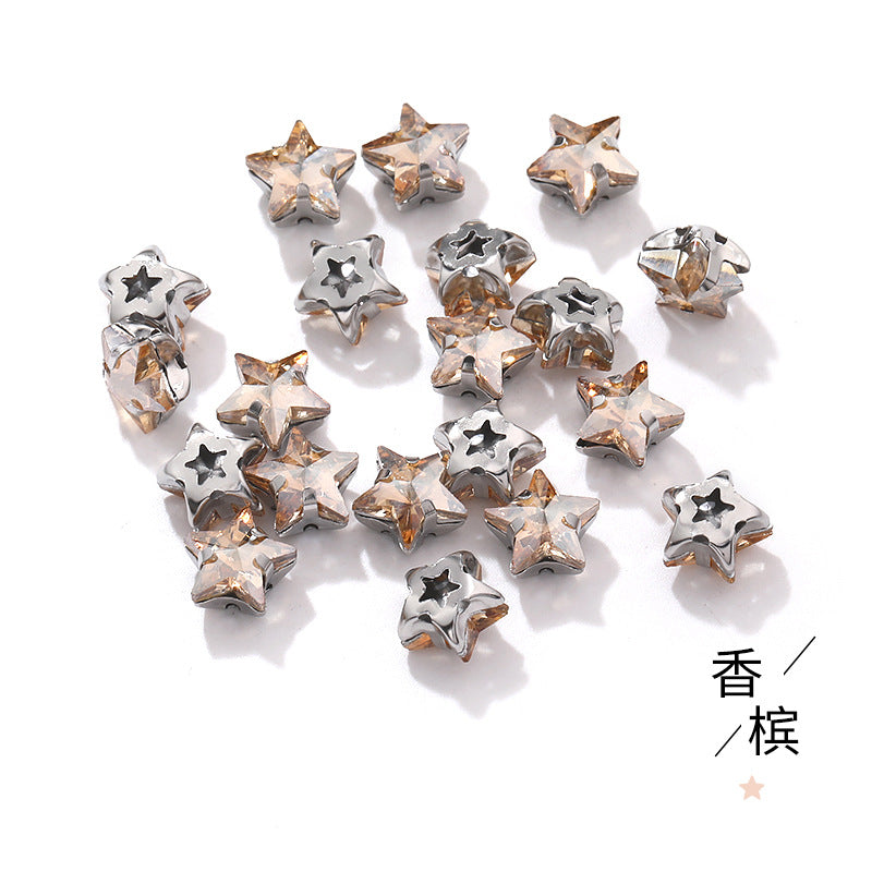 Best-selling 10mm five-pointed star stainless steel claw drill, ultra-glitter five-pointed star nail art clothing DIY accessory glass diamond
