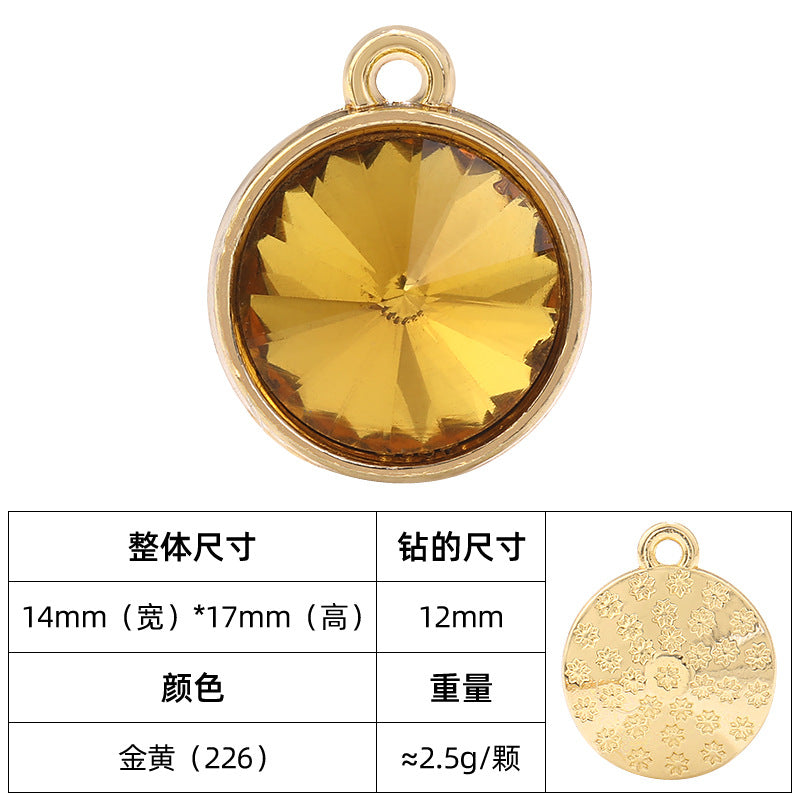 12mm satellite single hanging glass diamond single-hole alloy pendant inlaid with round crystal diamond earrings jewelry DIY accessories