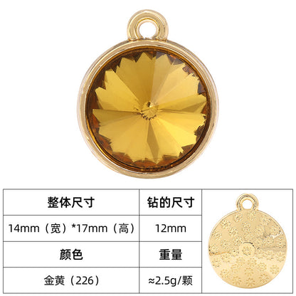 12mm satellite single hanging glass diamond single-hole alloy pendant inlaid with round crystal diamond earrings jewelry DIY accessories