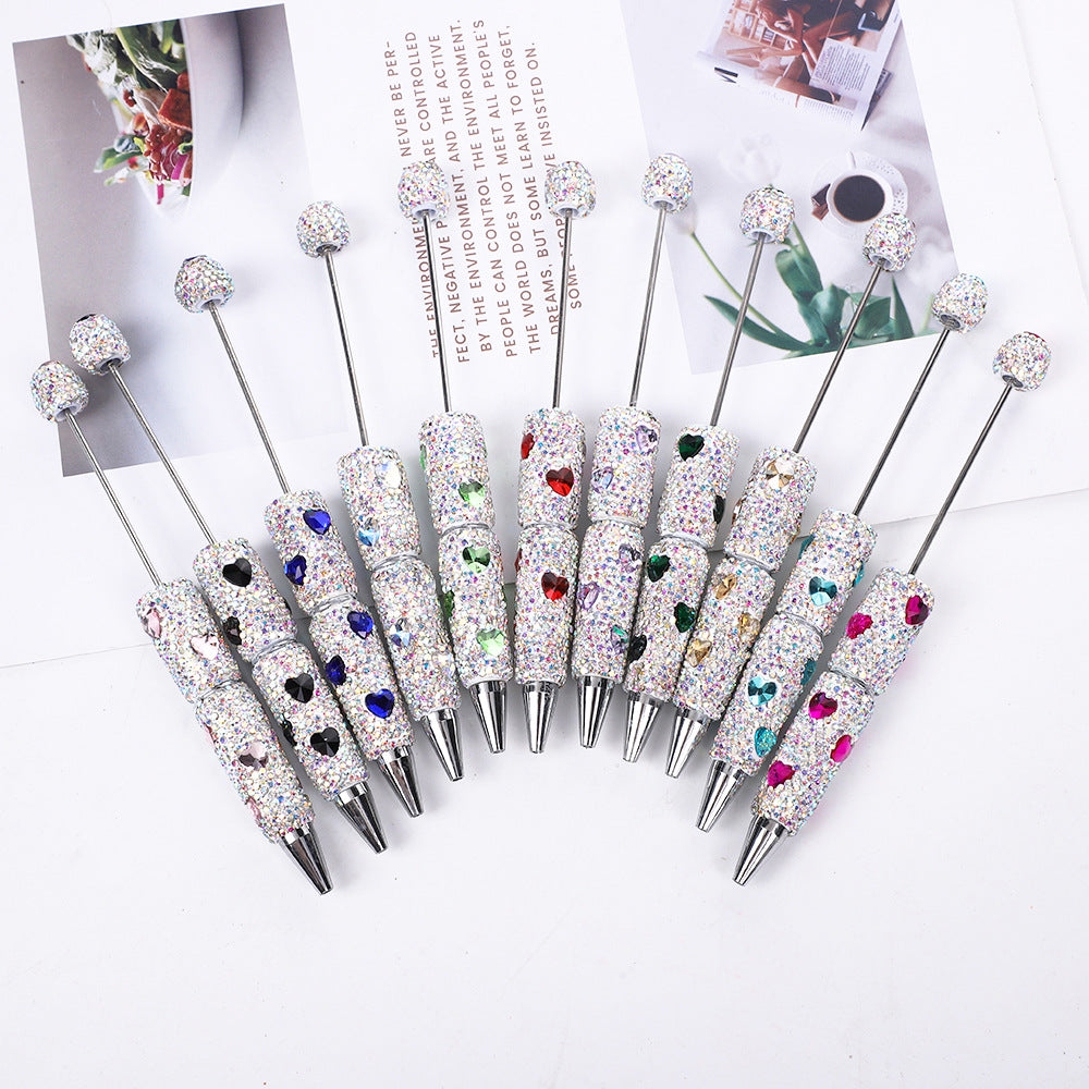 Love full diamond ballpoint pen creative DIY beading handmade diamond inlaid ballpoint pen educational student stationery spot wholesale