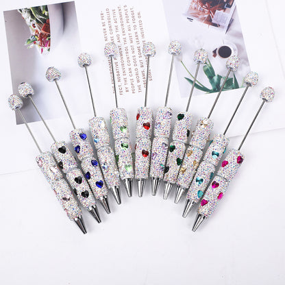 Love full diamond ballpoint pen creative DIY beading handmade diamond inlaid ballpoint pen educational student stationery spot wholesale