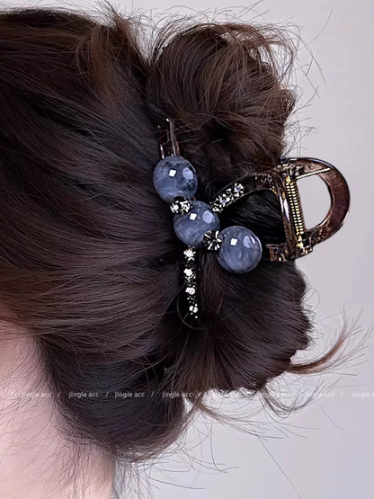 Pearl rhinestone hair clip for women, 2026 new high-end stylish hair grab back hair clip, shark clip hair clip, headwear