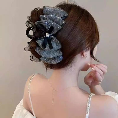 High-end pleated cloud bubble clip for women, 2026 new style back of head updo, hair clip flower Chinese-style hair accessory