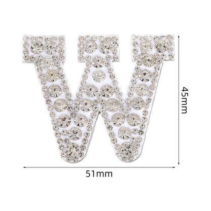 Full diamond letters DIY clothing accessories, white rhinestone hot simmer patches, hot patch English 26 letters