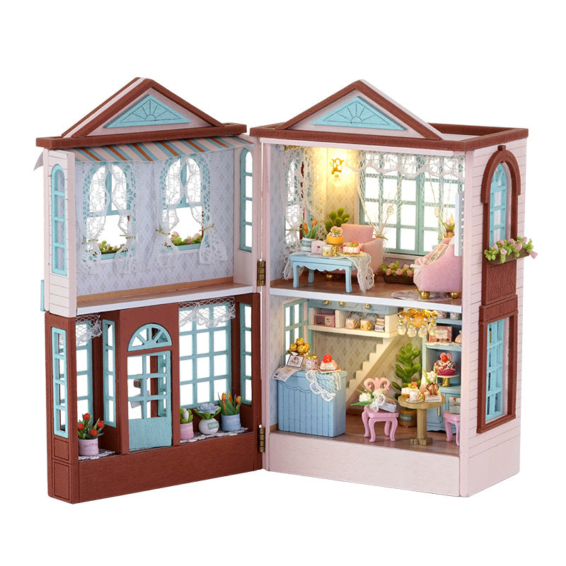 Wisdom House DIY Cottage Mini Home Series Wooden Handmade Can Be Opened and Closed Homemade Multi-level Gift Girls
