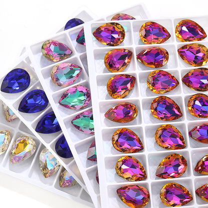 K9 high-end pear-shaped rhinestones, special-shaped rhinestones, real silver-plated base wedding dress accessories, pointed bottom pinkstone rhinestones