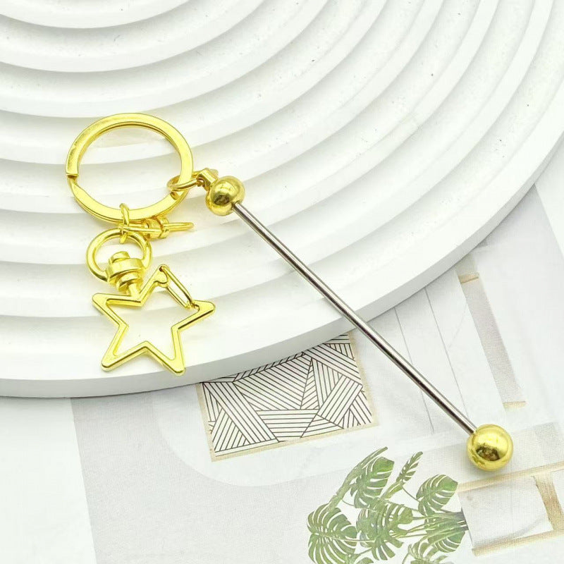 Creative DIY beaded keychain new color metal keychain electroplating gift bag hanging ornament spot wholesale