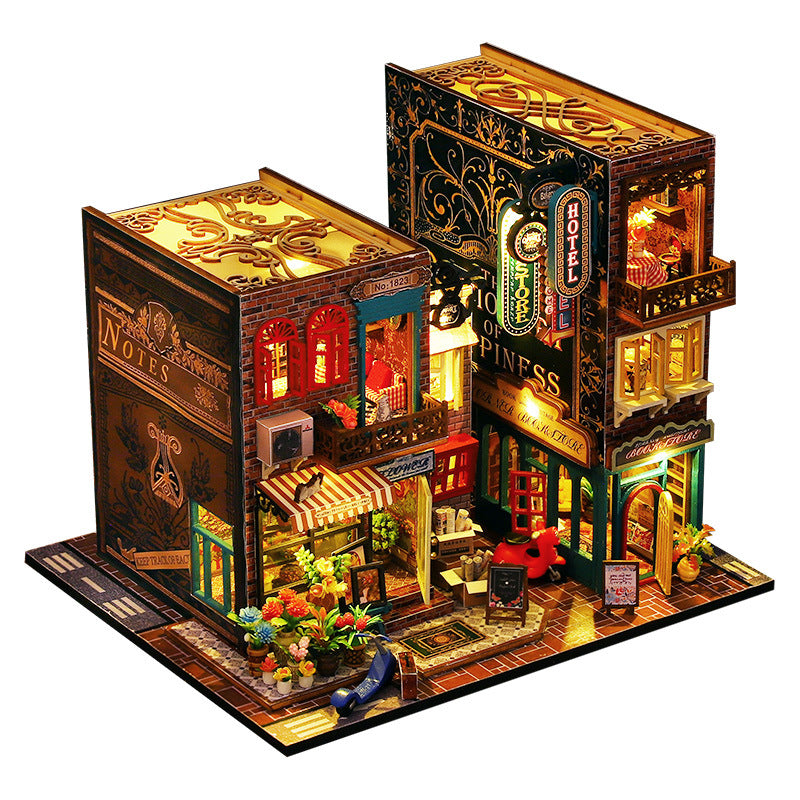Jiate DIY Cottage Scarborough 3D Stereoscopic Handmade Assembly with Light Book Standing Model Exquisite Ornaments Gift Female