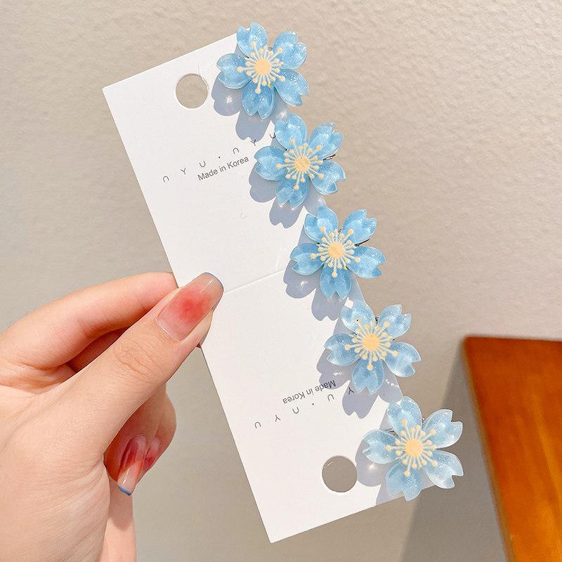 Flower hairpin female hottie photo headgear retro super fairy atmosphere blue beautiful new Chinese side clip hair accessories