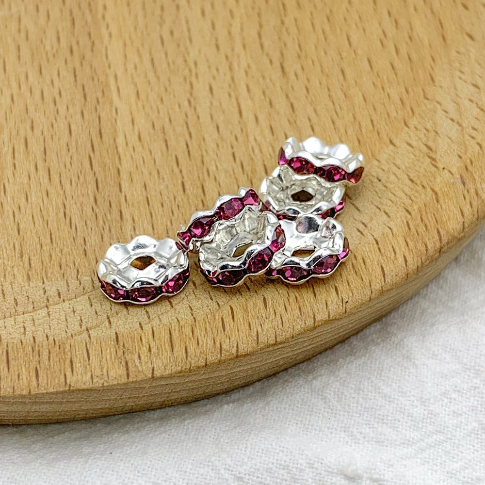 Factory direct sales 10MM color wavy edge rhinestone circle wheel bead spacer spacer bead string silver diamond jewelry
