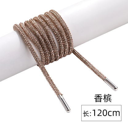Crystal cord, drill rope, full diamond, ultra-glitter round soft tube, 6-row drill rope, coat strap, hat strap, shoelace, bag and pants strap, DIY accessory for accessories