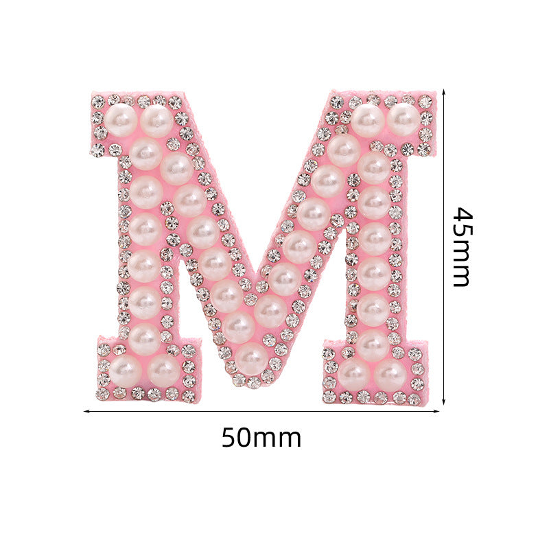 Hot Heat Patch Stickers with 26 English Letters DIY Accessories Clothing Accessories White Diamond Pink Nonwoven Fabric Stickers