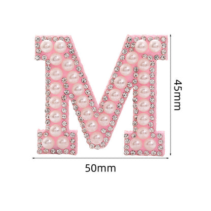 Hot Heat Patch Stickers with 26 English Letters DIY Accessories Clothing Accessories White Diamond Pink Nonwoven Fabric Stickers