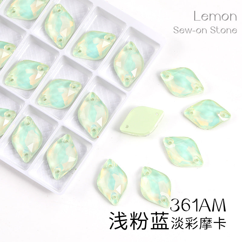 Xichuan New K9 Lemon Flat Buckle Flat Bottom Double-Hole Beveled Glass Hand-Sewn Diamond Clothing DIY Accessories