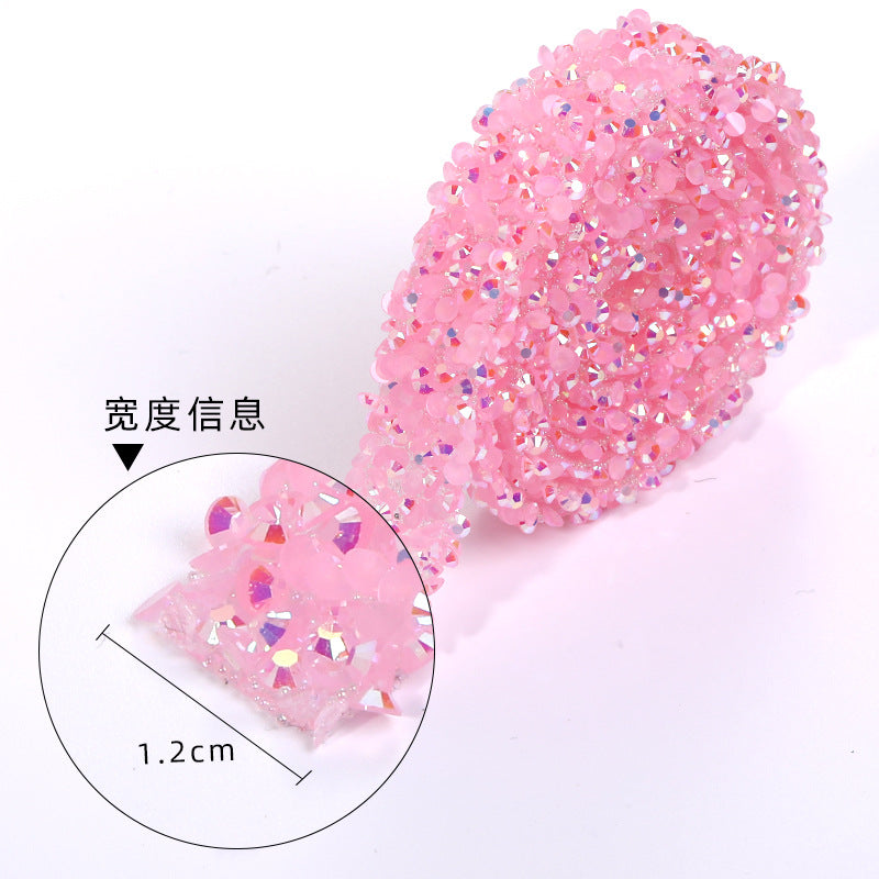 Jelly color resin drill strip adhesive self-adhesive hot iron drill rhinestone crafts clothing accessories accessories resin drill belt