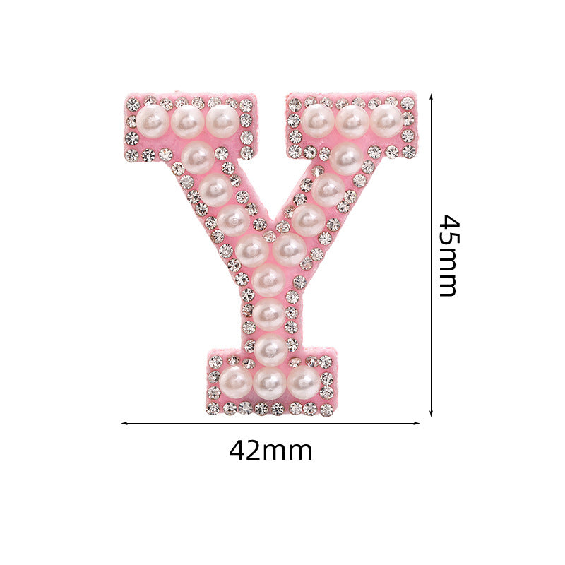 Hot Heat Patch Stickers with 26 English Letters DIY Accessories Clothing Accessories White Diamond Pink Nonwoven Fabric Stickers
