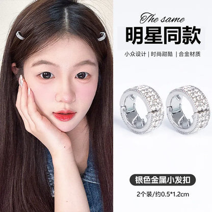 Silver heart-shaped metal hair clip for girls, princess hair mini clip, new style bangs side clip, hair accessory, children's braided hair buckle