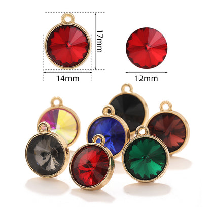 12mm satellite single hanging glass diamond single-hole alloy pendant inlaid with round crystal diamond earrings jewelry DIY accessories