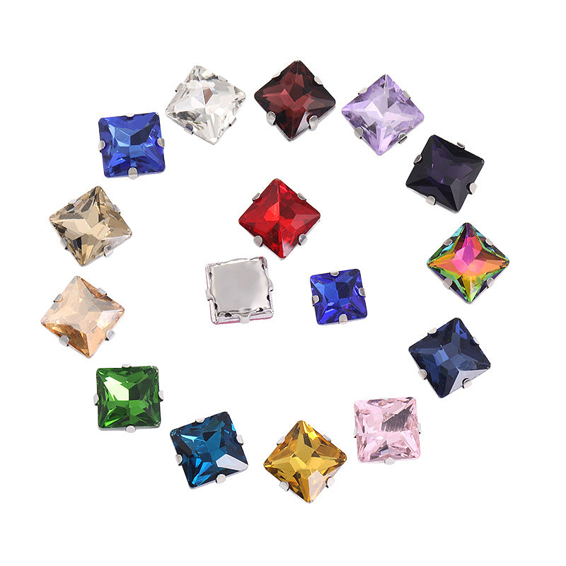 Square claw drill perforated hand sewing rhinestone wedding dress accessories handmade material accessories square claw drill