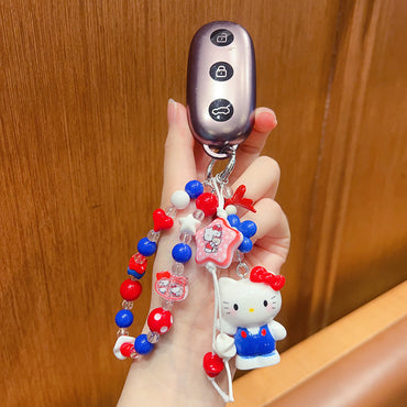 Creative handmade DIY beading KT cat mobile phone chain keychain doll pendant cartoon bag doll charm accessories