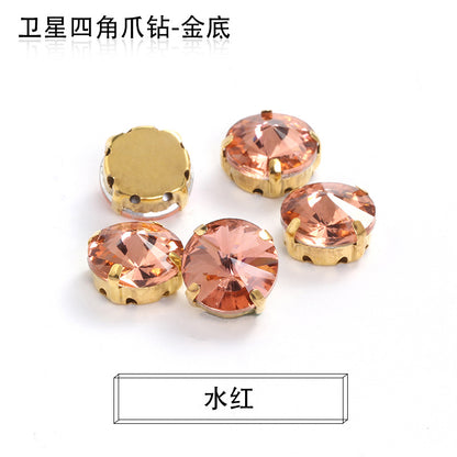 Xichuan new gold background satellite square corner hand sewing drill claw drill DIY clothing collar dress accessories material wholesale