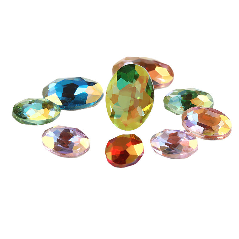 Oval light color nail art diamonds, dan-shaped pointed bottom diamond hair accessories, headwear, luggage, clothing accessories, oval light color water rhinestones