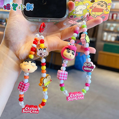 Genuine crayon Shin-chan beaded mobile phone chain small pendant couple car key chain bag doll doll ornament