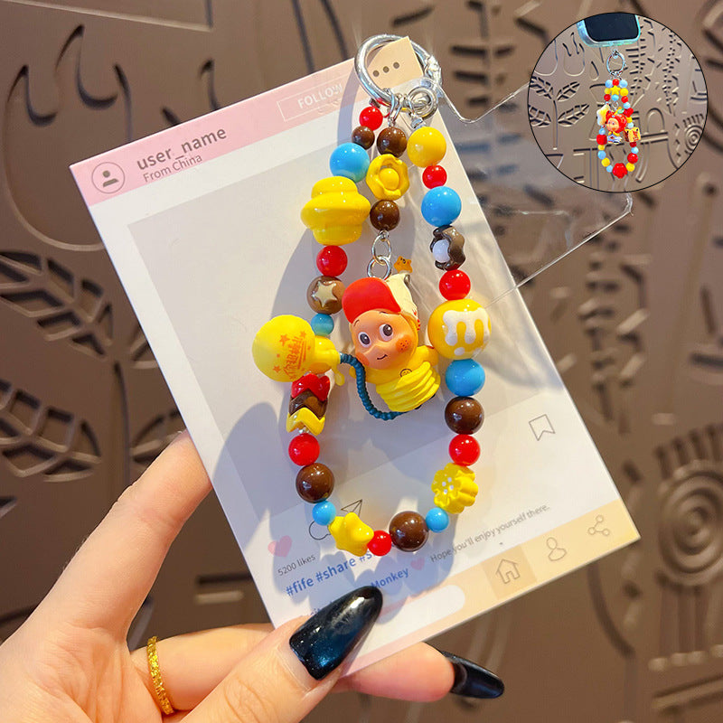 DIY small-nosed star man beaded phone chain pendant, women's bag, doll key chain, small drop doll charm