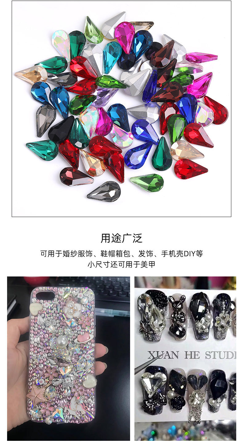 Long Drop Teardrop Diamond Rhinestones - Silver Crystal Luggage Jewelry Nail Art Clothing Hair Accessories