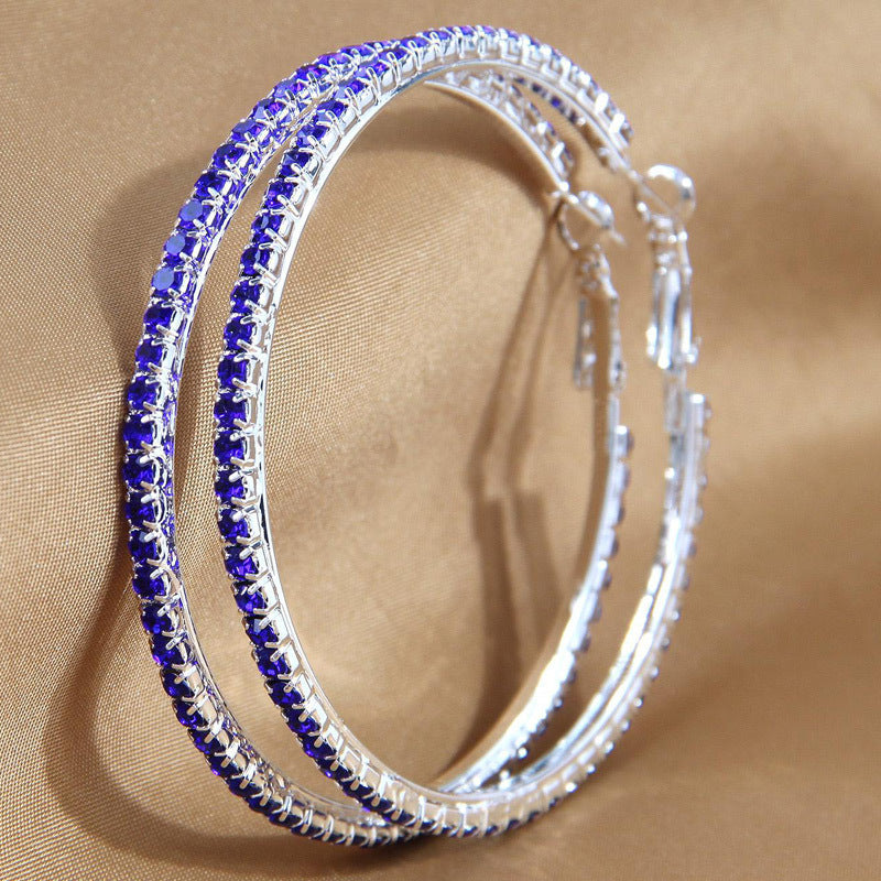 2-4-6-8-10cm oversized earrings exaggerated earrings european and american round rhinestone geometric hoop earrings for women cross-border