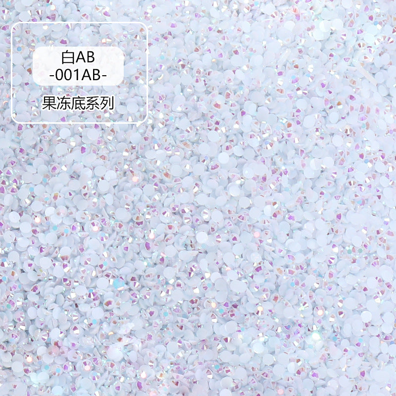 Jelly-colored resin flat diamonds, nail art diamonds, hair accessories, headgear sticky diamonds, toy dolls, sticky diamonds, round resin flat diamonds