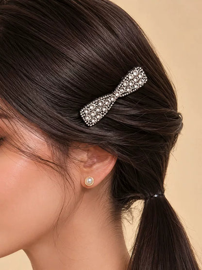 Japanese and Korean new rhinestone bow hair clip, side clip, side bangs clip, high-end front hair clip, hair clip