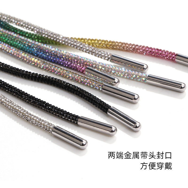 Crystal cord, drill rope, full diamond, ultra-glitter round soft tube, 6-row drill rope, coat strap, hat strap, shoelace, bag and pants strap, DIY accessory for accessories