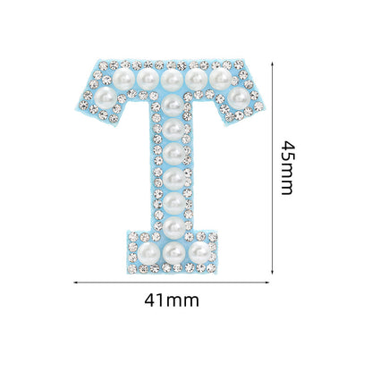 Hot Heat Patch Stickers with 26 English Letters Stickers DIY Accessories Clothing and Hat Accessories Blue Non-Woven Fabric Stickers