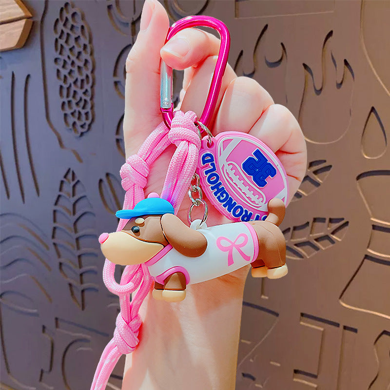 Creative Exquisite Trendy Dachshund Dog Doll Keychain - 3D Cartoon Puppy Couple Bag Pendant