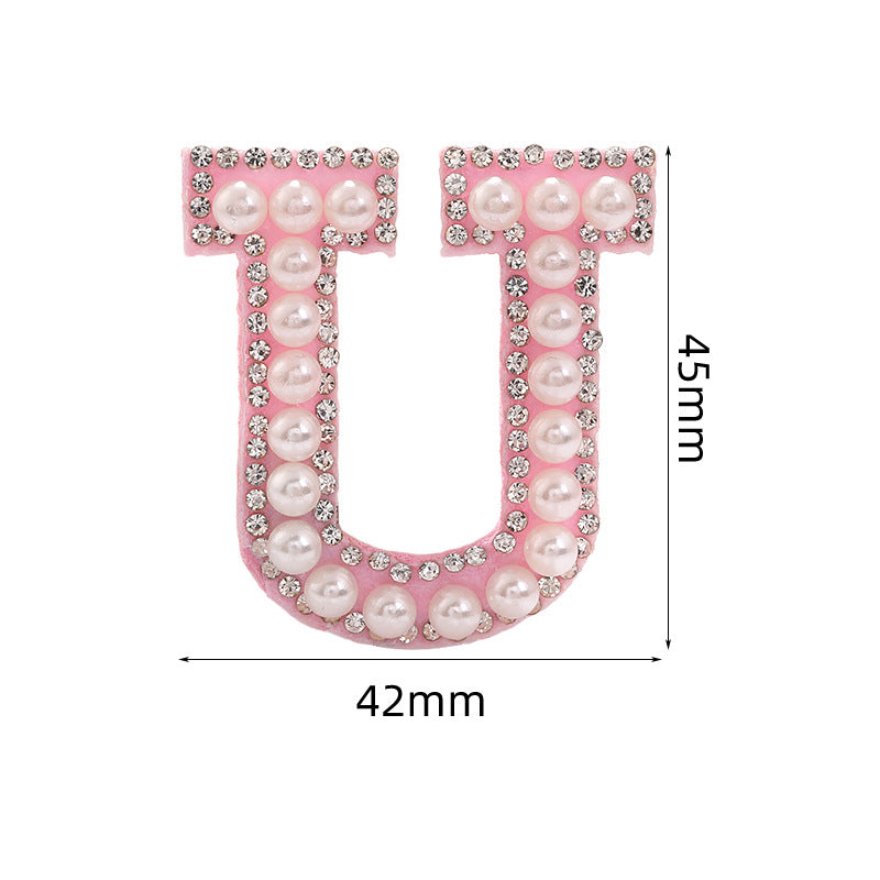 Hot Heat Patch Stickers with 26 English Letters DIY Accessories Clothing Accessories White Diamond Pink Nonwoven Fabric Stickers
