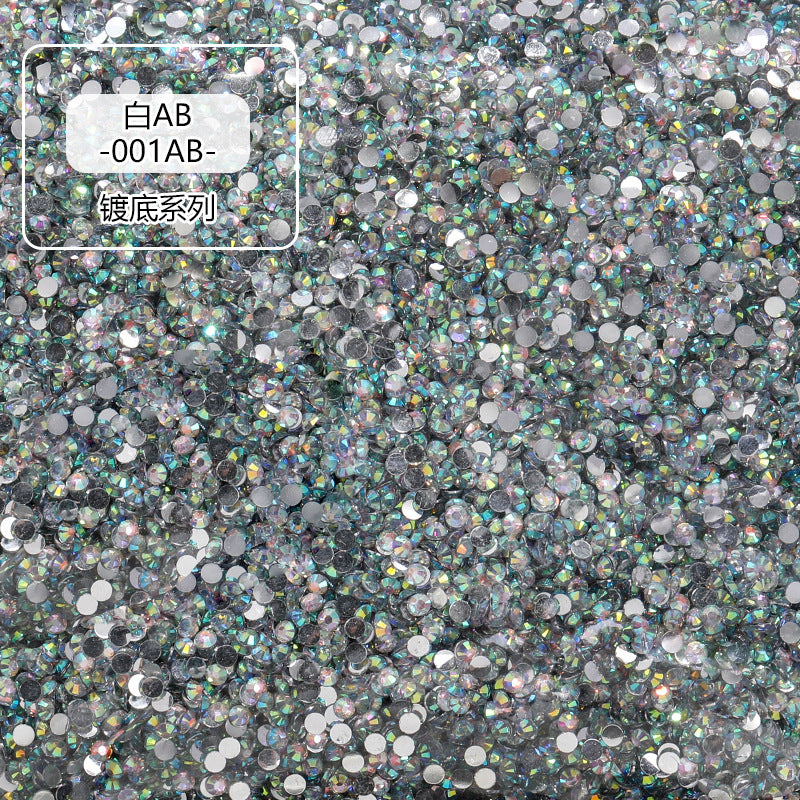 Resin flat bottom diamond, super flash nail drill, wedding dress decoration accessories, mobile phone case sticker diamond, round flat bottom resin diamond